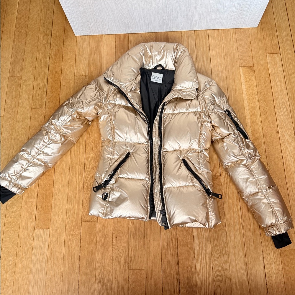 SAM. Women's Metallic Gold Puffer Jacket